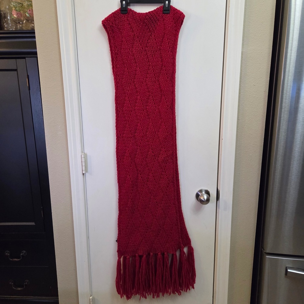 Torrid Red Diamond Cable Knit Oversized Scarf Chunky Tassel Fringe One Size